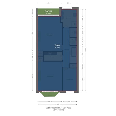 Floorplan - Jozef Israëlslaan 31, 2596 AM Den Haag